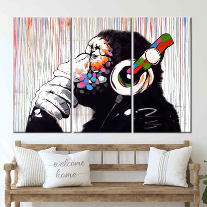 Banksy Thinking Monkey Graffiti Canvas Print