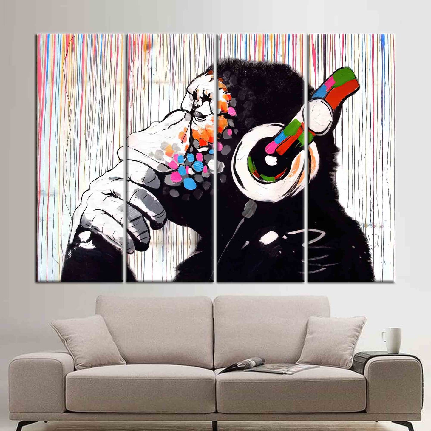 Banksy Thinking Monkey Graffiti Canvas Print