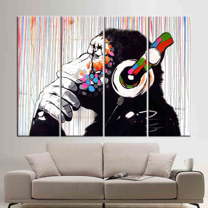 Banksy Thinking Monkey Graffiti Canvas Print