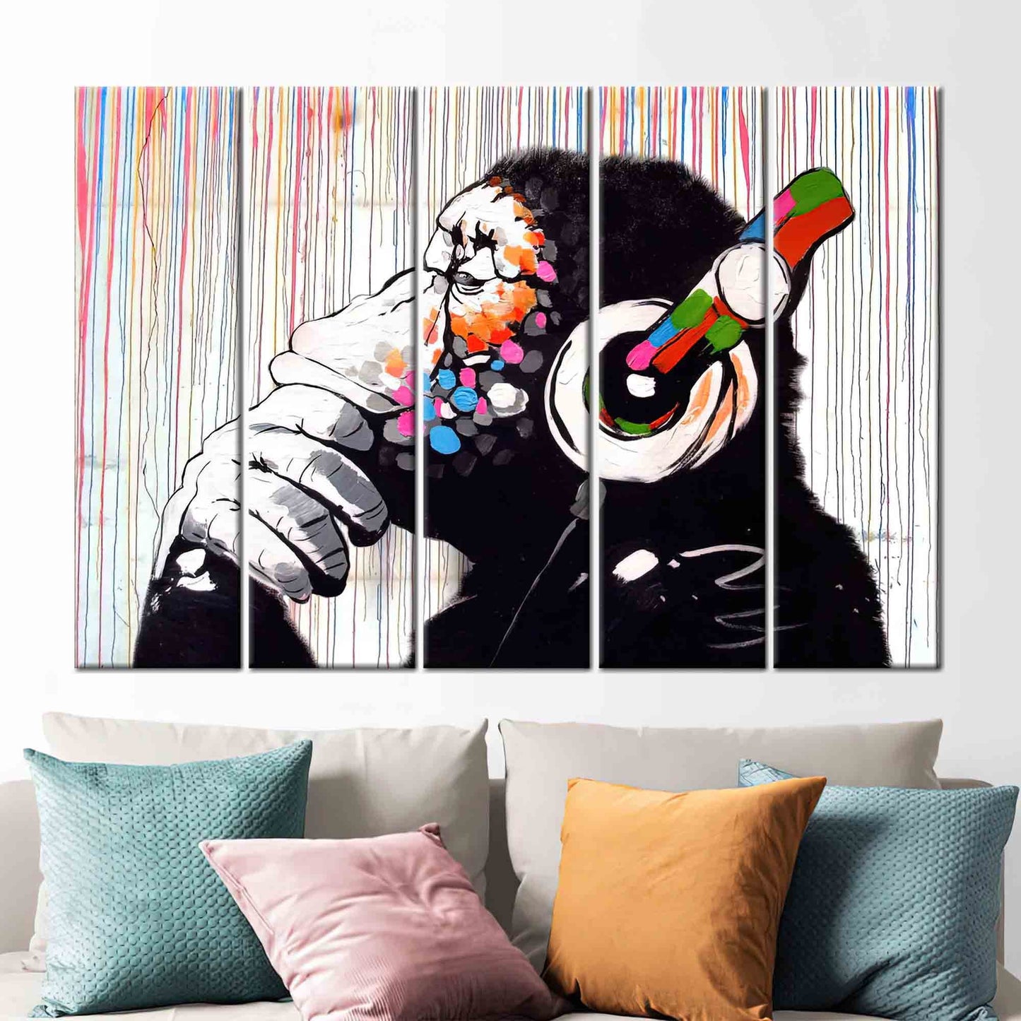 Banksy Thinking Monkey Graffiti Canvas Print