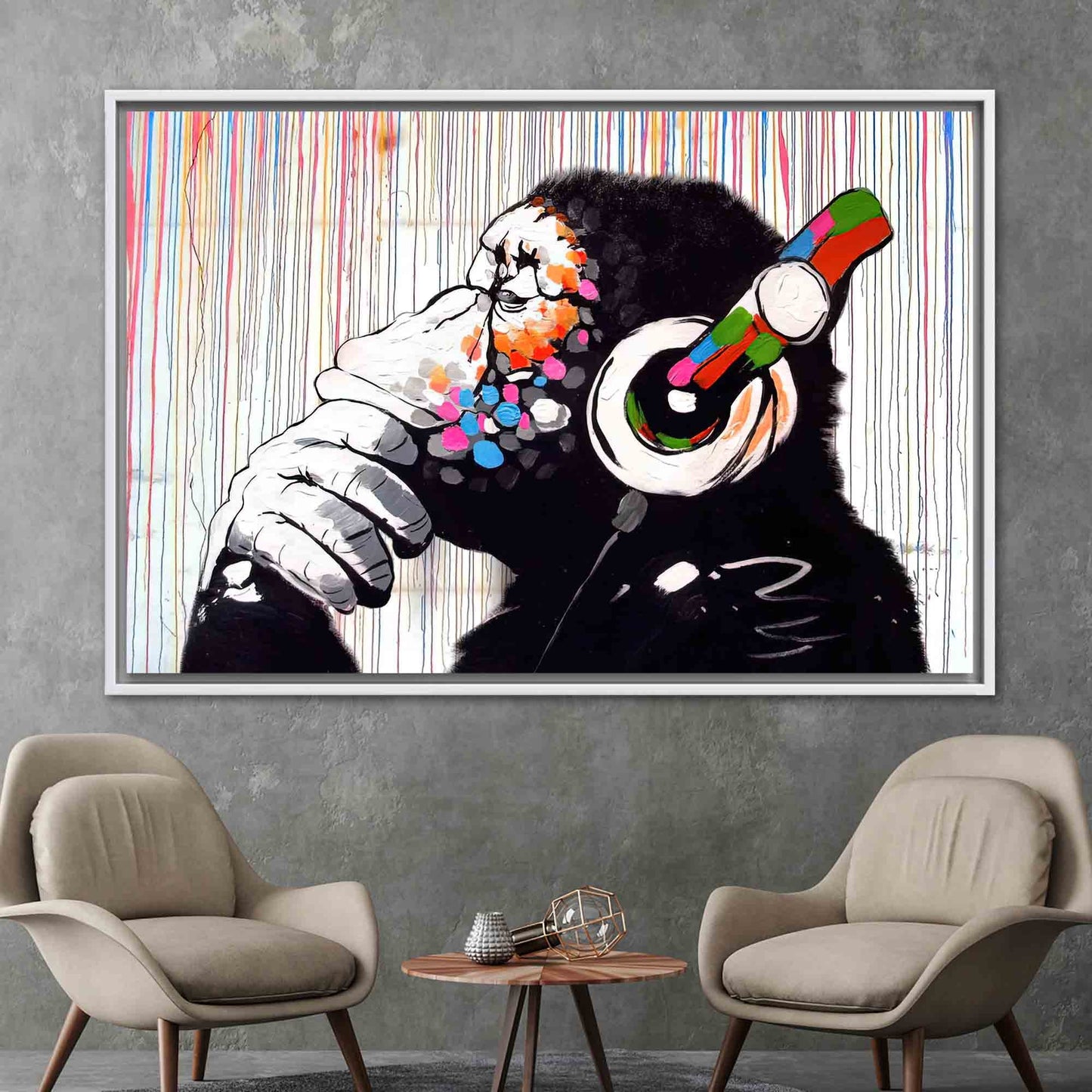 Banksy Thinking Monkey Graffiti Canvas Print