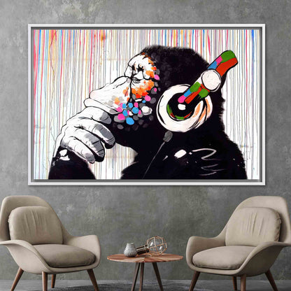 Banksy Thinking Monkey Graffiti Canvas Print