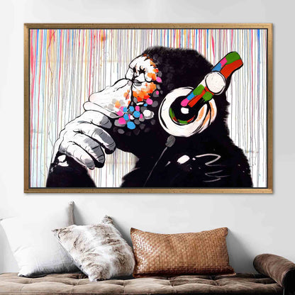 Banksy Thinking Monkey Graffiti Canvas Print