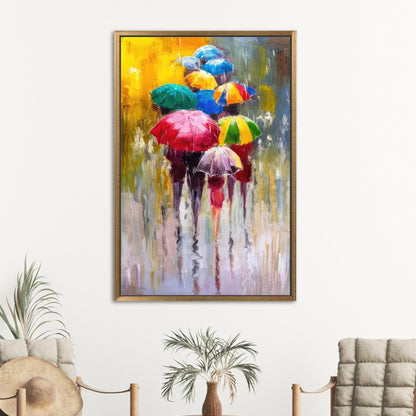 Colorful Rainy Day Umbrella Canvas Print