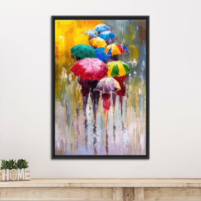 Colorful Rainy Day Umbrella Canvas Print