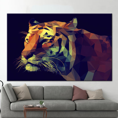 Geometric Abstract Tiger Bold Colors Canvas Print