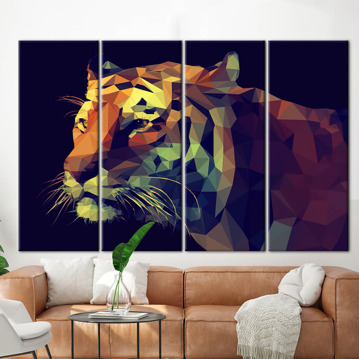 Geometric Abstract Tiger Bold Colors Canvas Print