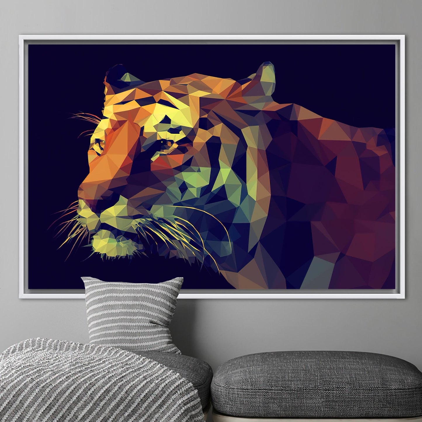 Geometric Abstract Tiger Bold Colors Canvas Print