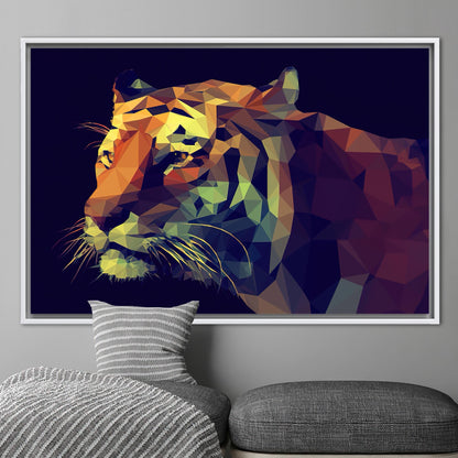 Geometric Abstract Tiger Bold Colors Canvas Print