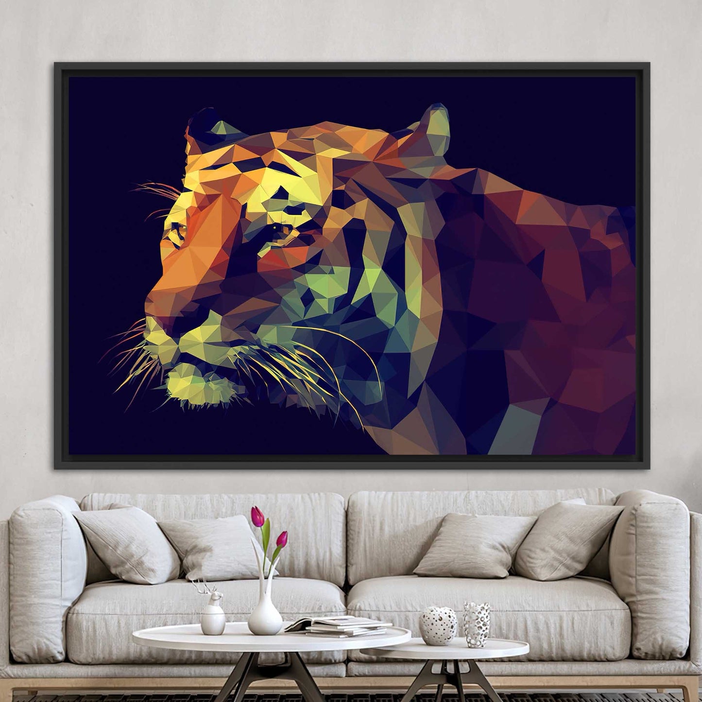 Geometric Abstract Tiger Bold Colors Canvas Print