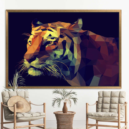 Geometric Abstract Tiger Bold Colors Canvas Print