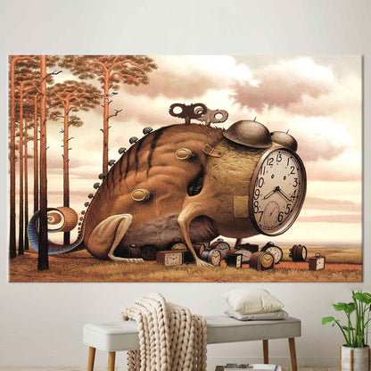 Abstract Clock Canvas Print - Surreal Art for Contemporary Living Room Wall Decor