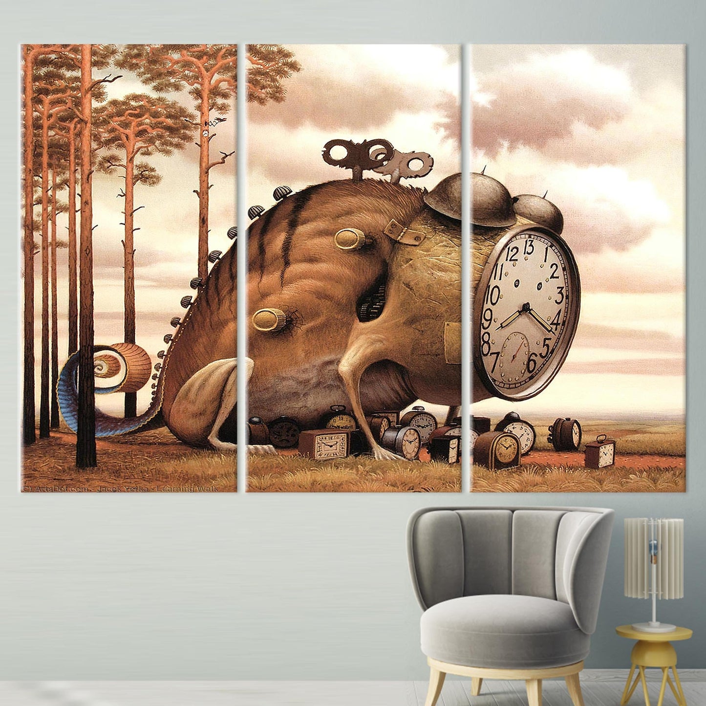 Abstract Clock Canvas Print - Surreal Art for Contemporary Living Room Wall Decor