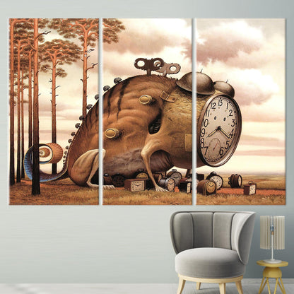 Abstract Clock Canvas Print - Surreal Art for Contemporary Living Room Wall Decor