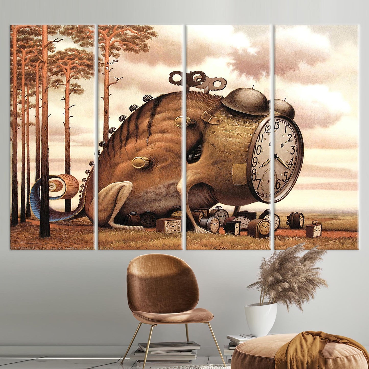 Abstract Clock Canvas Print - Surreal Art for Contemporary Living Room Wall Decor