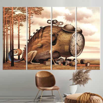 Abstract Clock Canvas Print - Surreal Art for Contemporary Living Room Wall Decor