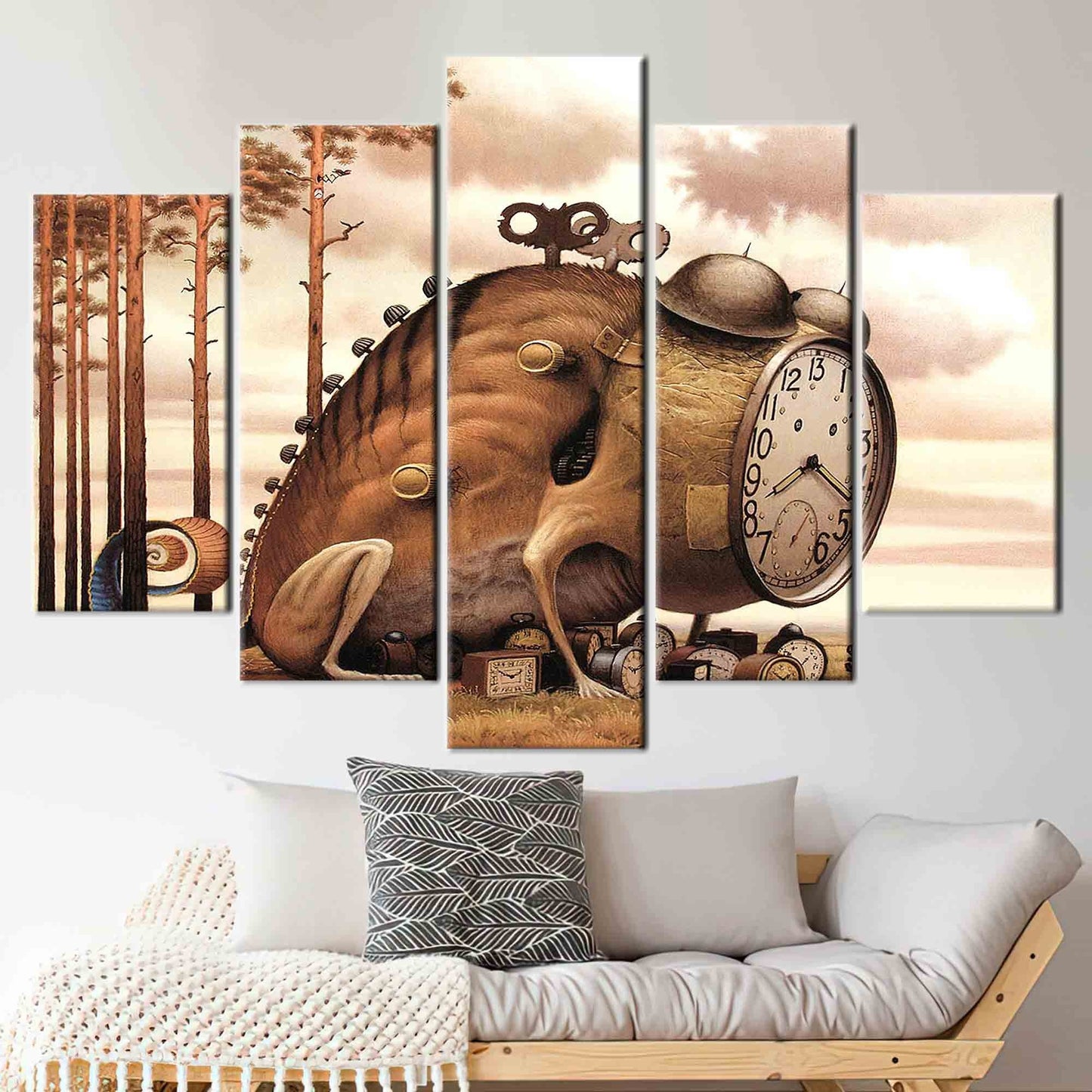 Abstract Clock Canvas Print - Surreal Art for Contemporary Living Room Wall Decor