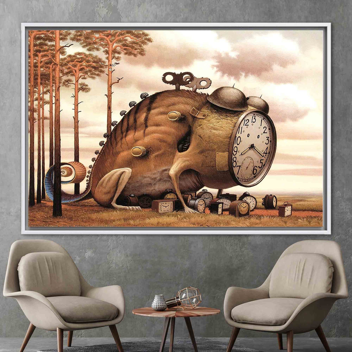 Abstract Clock Canvas Print - Surreal Art for Contemporary Living Room Wall Decor