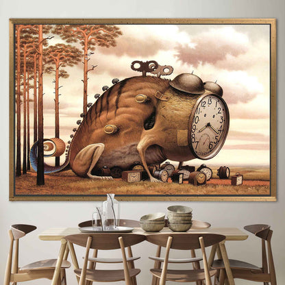 Abstract Clock Canvas Print - Surreal Art for Contemporary Living Room Wall Decor