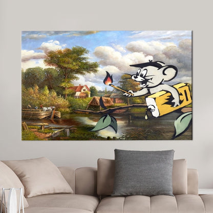Jerry Graffiti 3D Banksy Corrupted Canvas Print