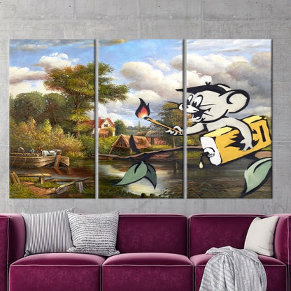 Jerry Graffiti 3D Banksy Corrupted Canvas Print