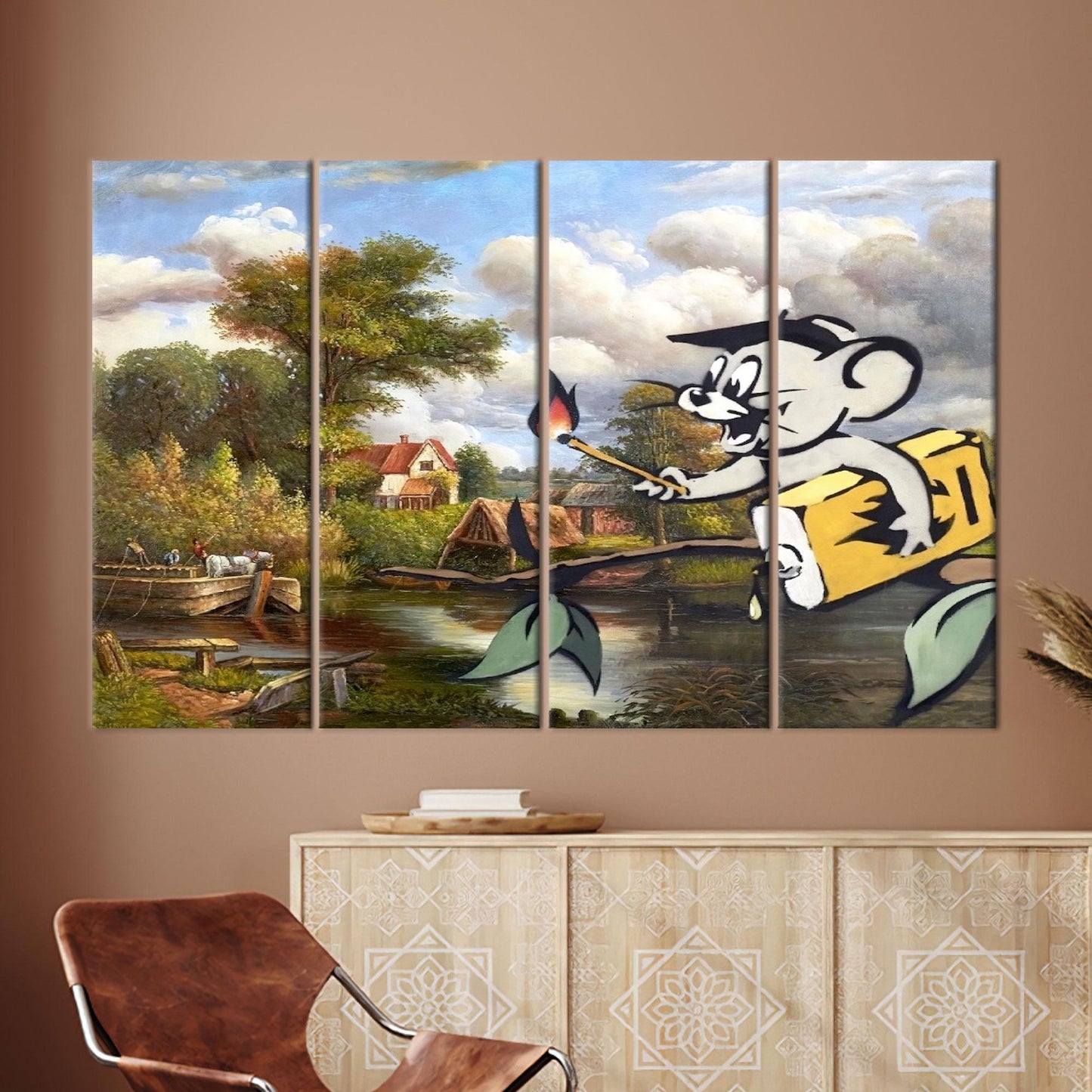 Jerry Graffiti 3D Banksy Corrupted Canvas Print