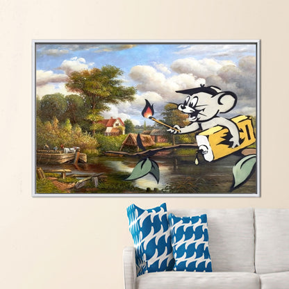 Jerry Graffiti 3D Banksy Corrupted Canvas Print