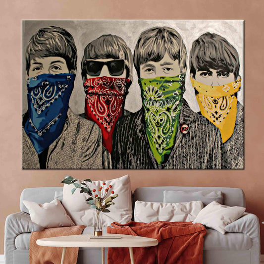 Banksy Bandanas Artwork Canvas Print: Graffiti Street Art for Modern Walls