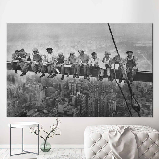 Modern Canvas Art: Lunch atop a Skyscraper Print, New York Artwork, Popular 11 Men Scene