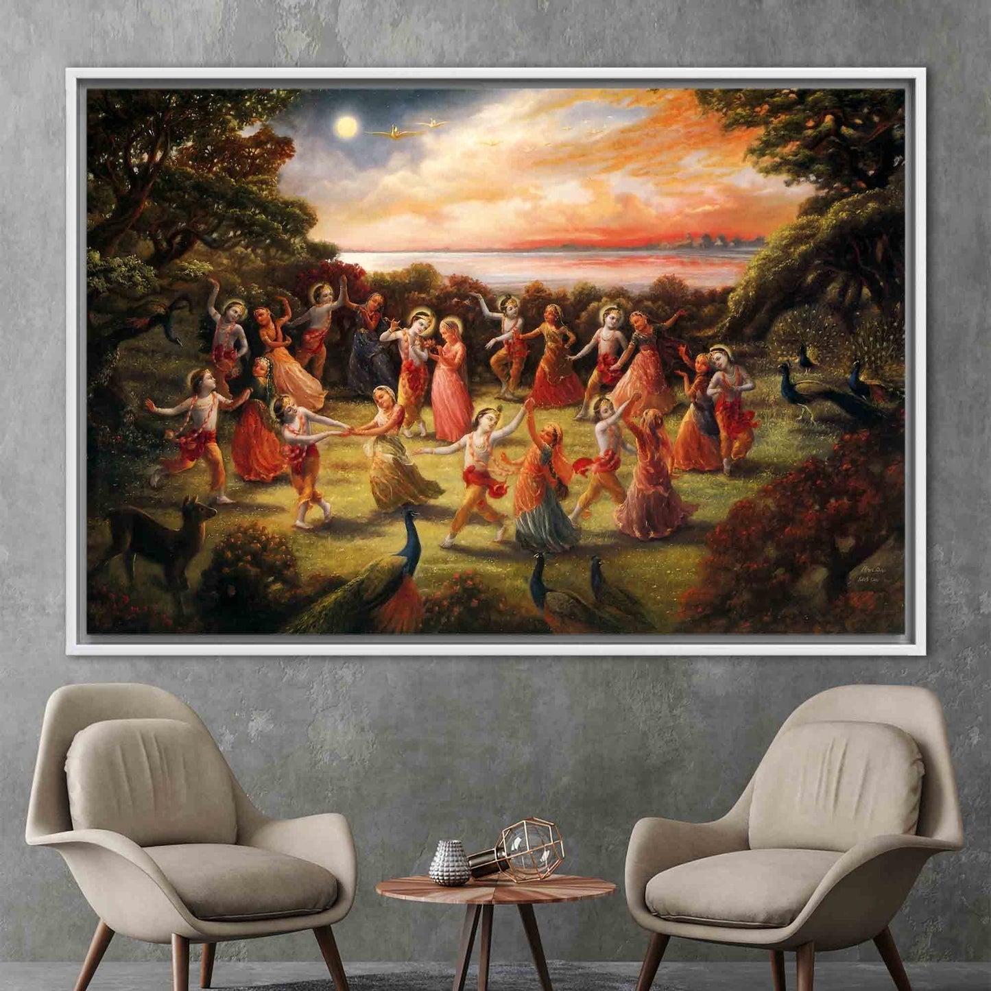Radha Krishna Dance Indian Rasa Canvas Print