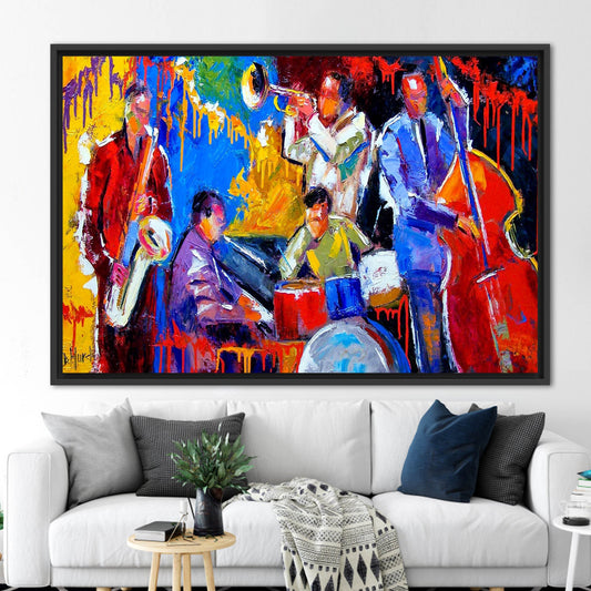Abstract Music Canvas, Oil Painting Print, Colorful Jazz Artwork, Vibrant Wall Decor