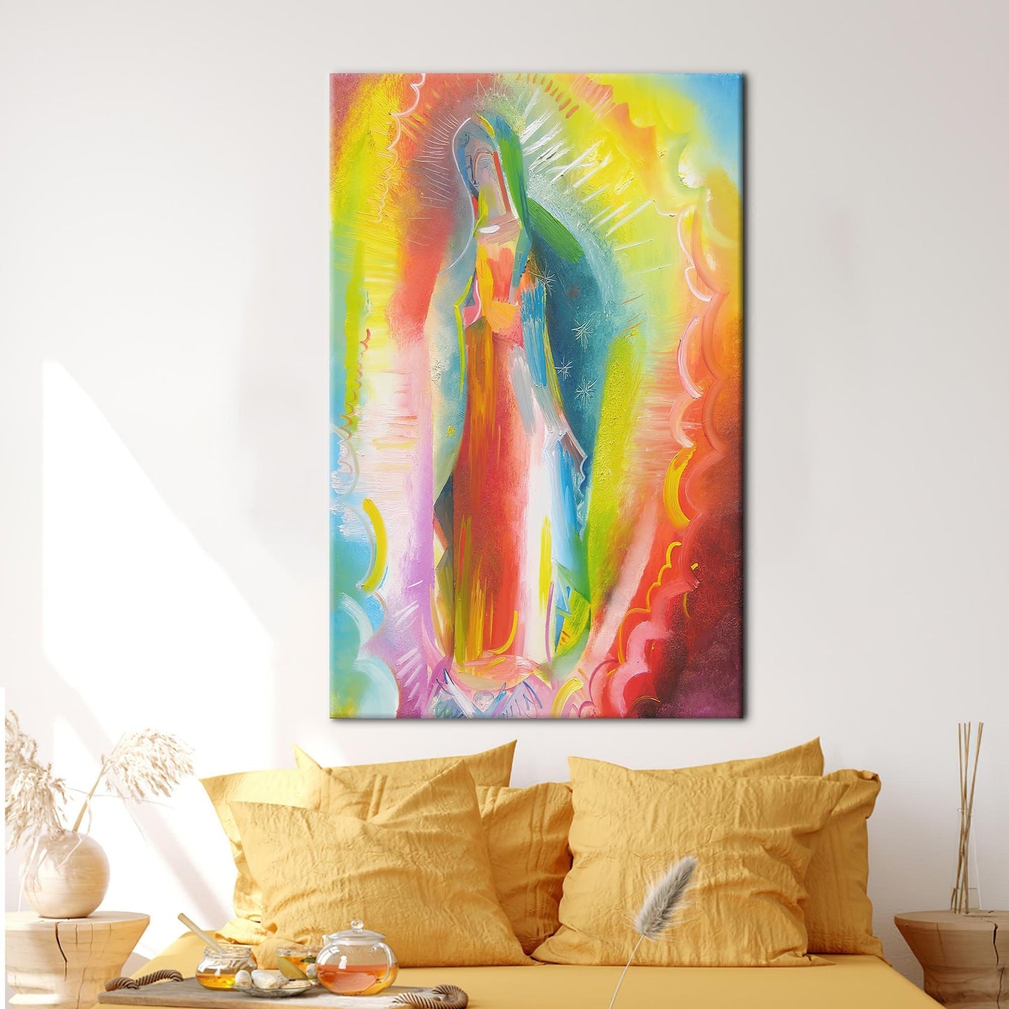 Our Lady Guadalupe Painting Colorful Canvas Print