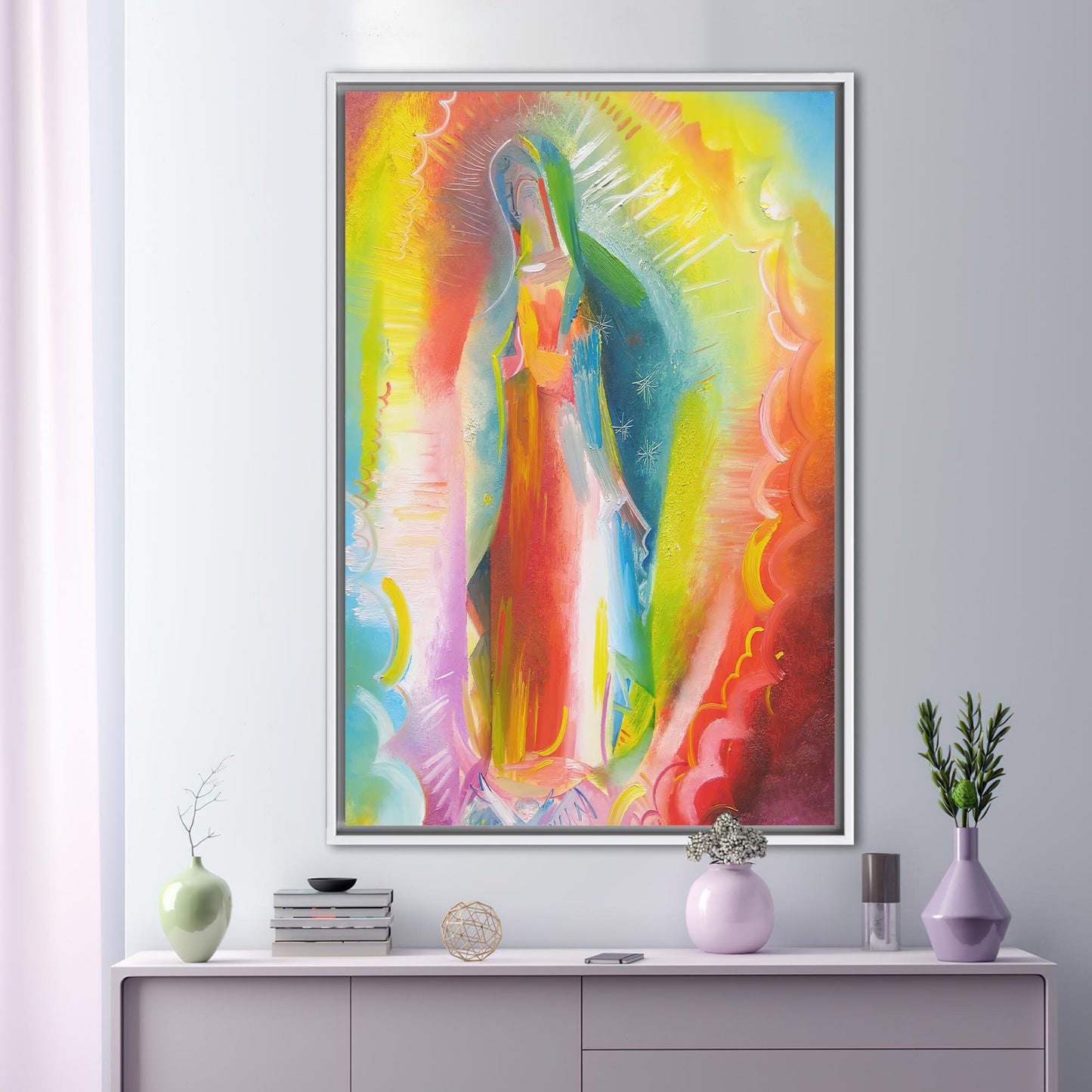 Our Lady Guadalupe Painting Colorful Canvas Print