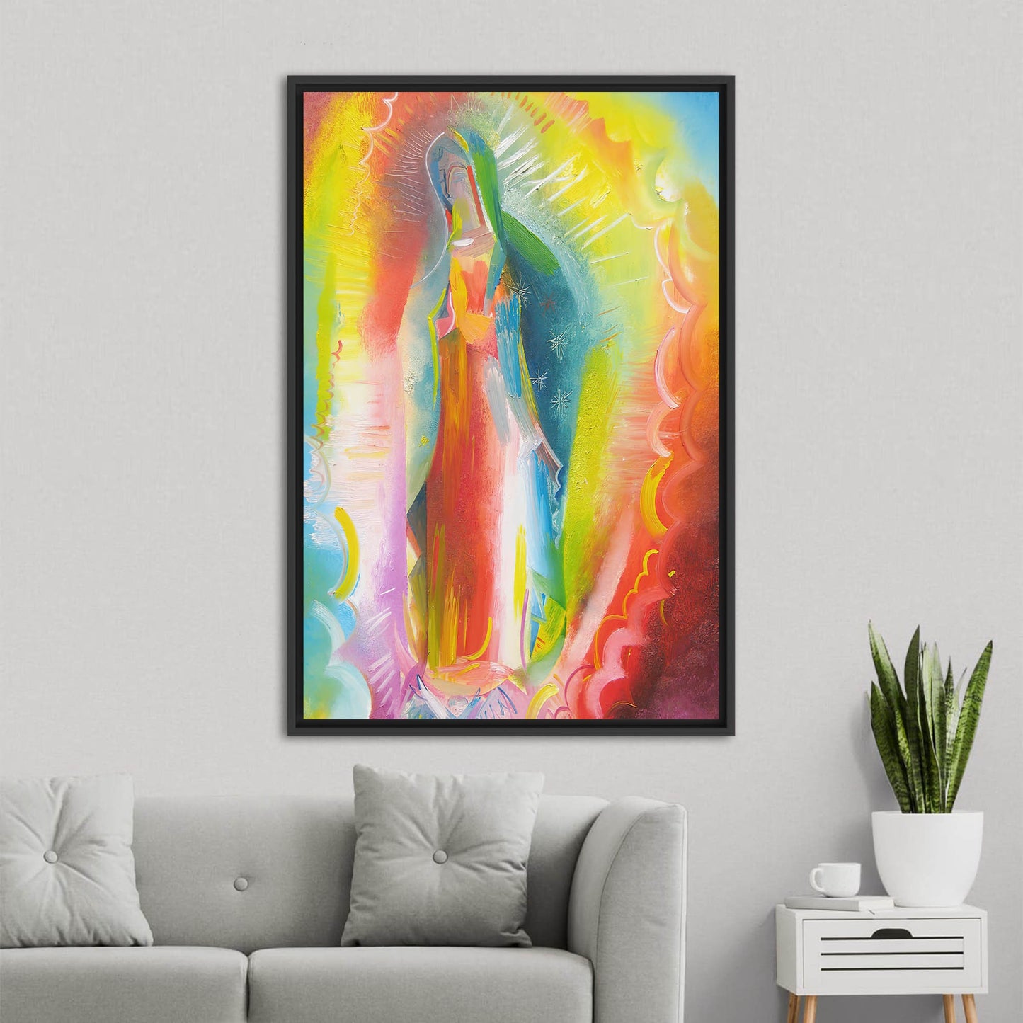 Our Lady Guadalupe Painting Colorful Canvas Print