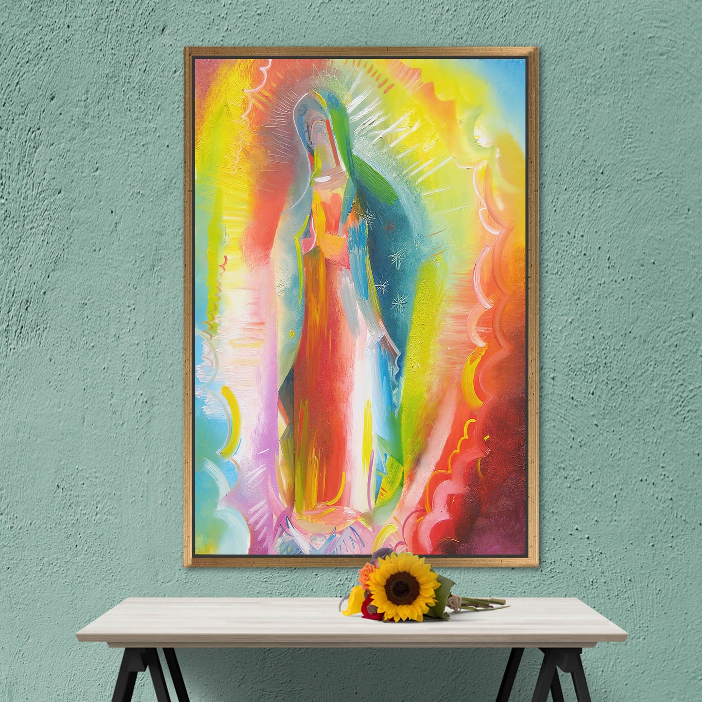 Our Lady Guadalupe Painting Colorful Canvas Print