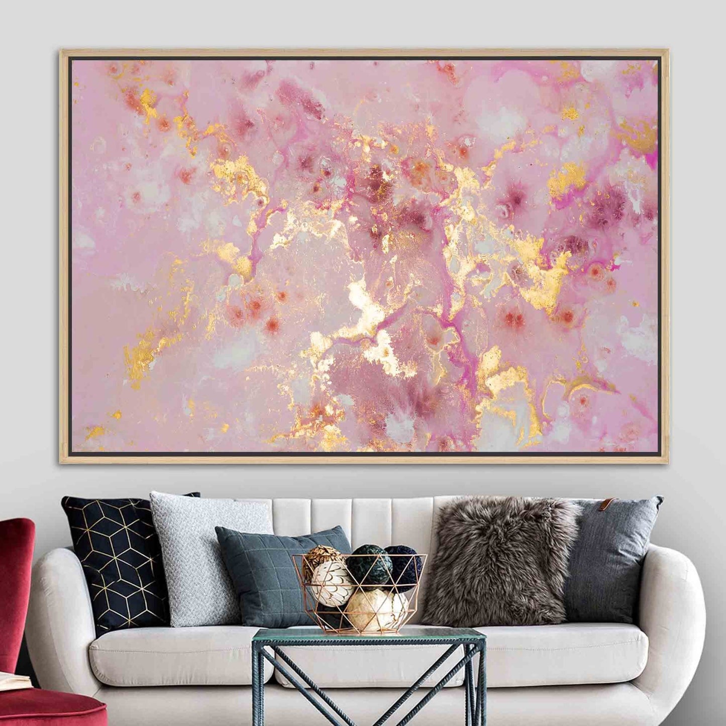 Pink Marble Shimmery Abstract Alcohol Canvas Print