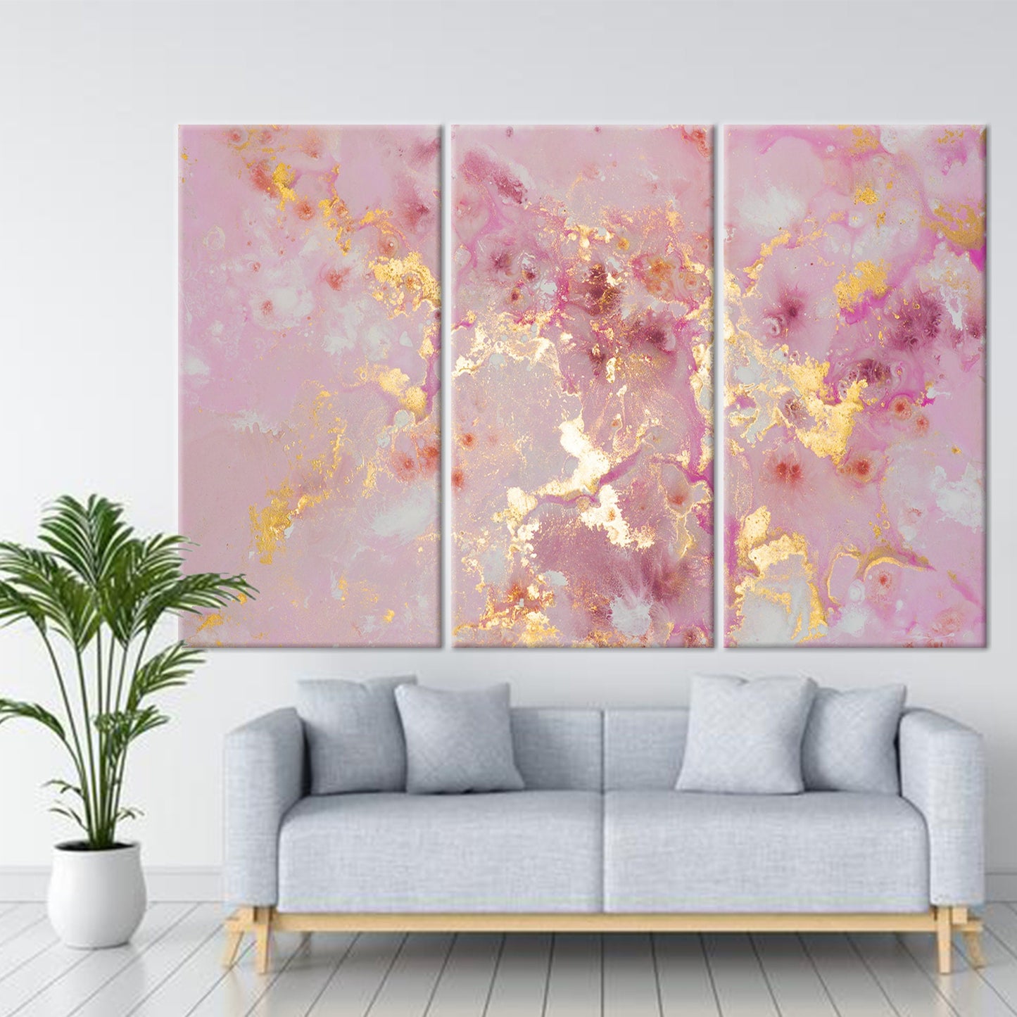 Pink Marble Shimmery Abstract Alcohol Canvas Print