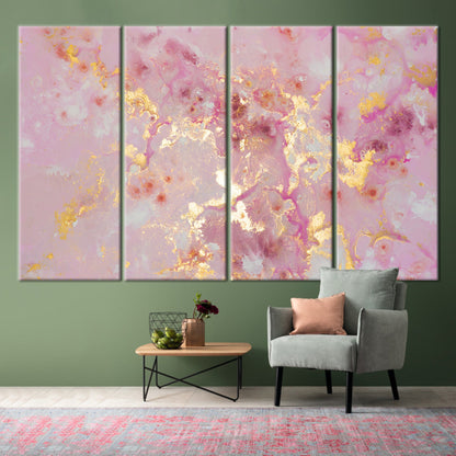 Pink Marble Shimmery Abstract Alcohol Canvas Print