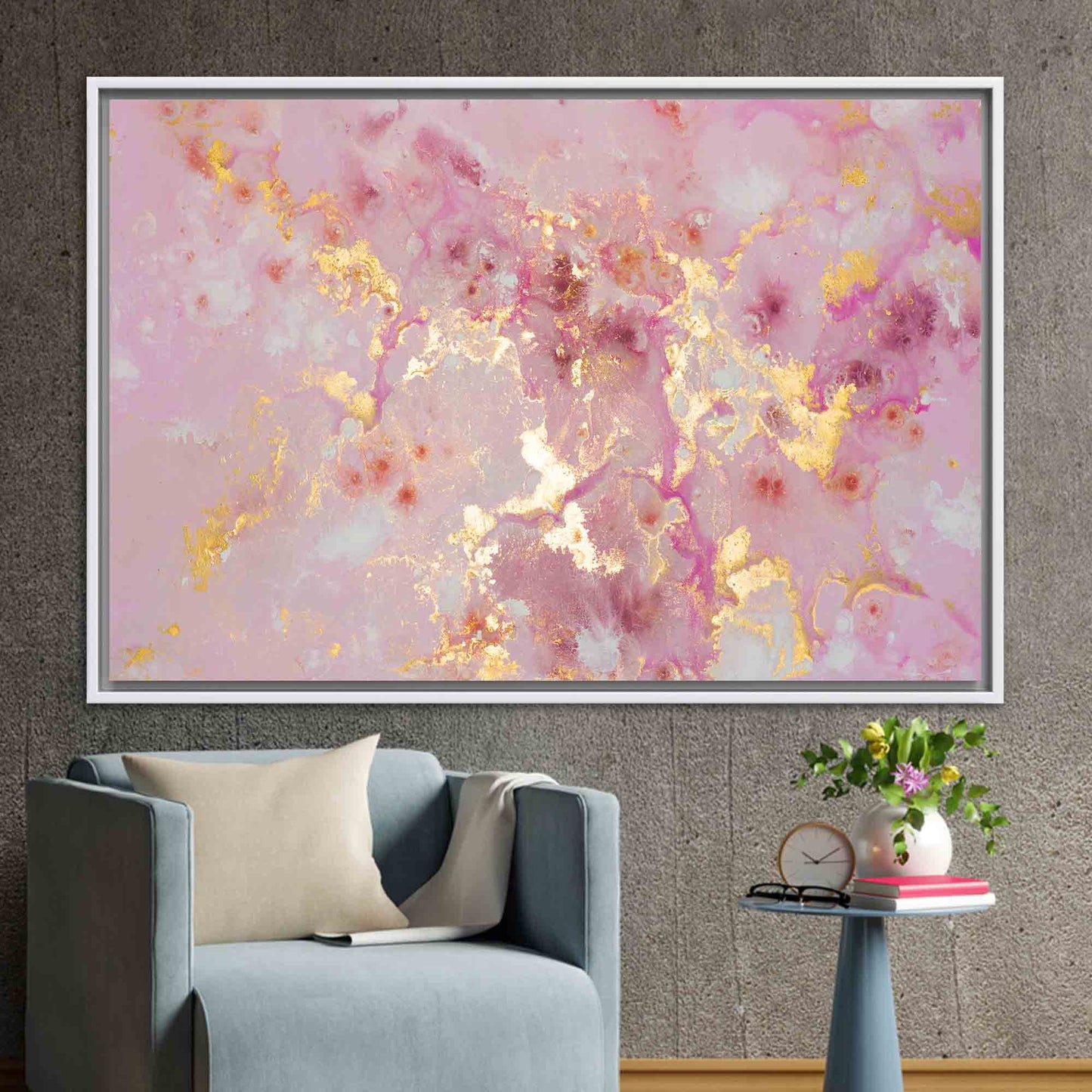Pink Marble Shimmery Abstract Alcohol Canvas Print