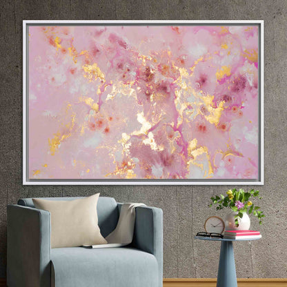 Pink Marble Shimmery Abstract Alcohol Canvas Print