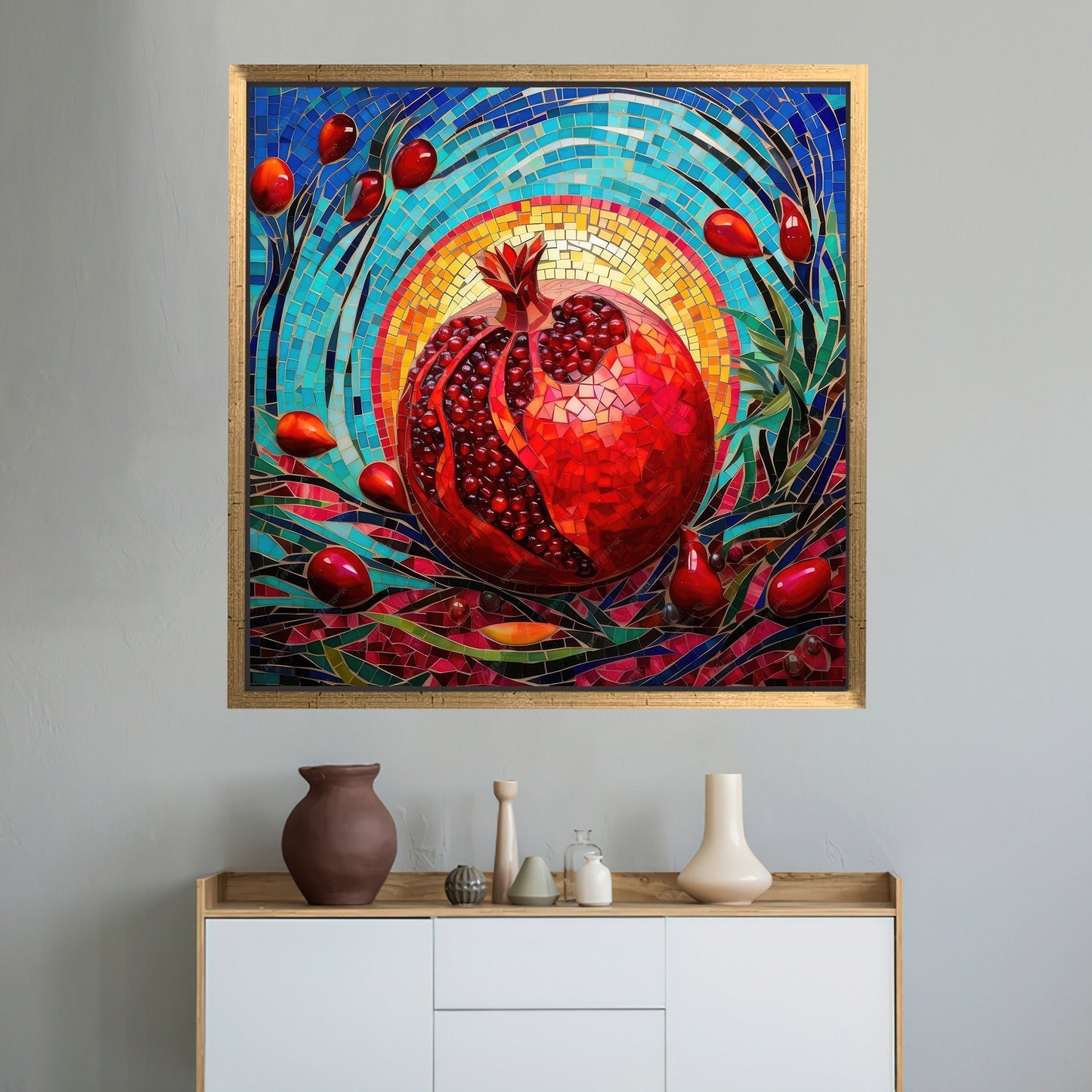 Red Pomegranate Abstract Canvas Print