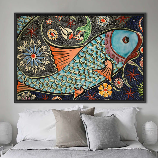 Abstract Fish Canvas Print: Contemporary Colorful Wall Art for Modern Home Decor