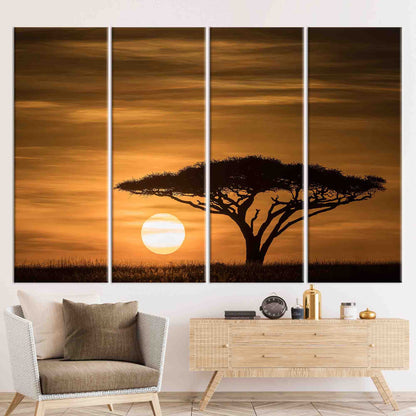 Serengeti Sunrise Landscape 3D Canvas Print
