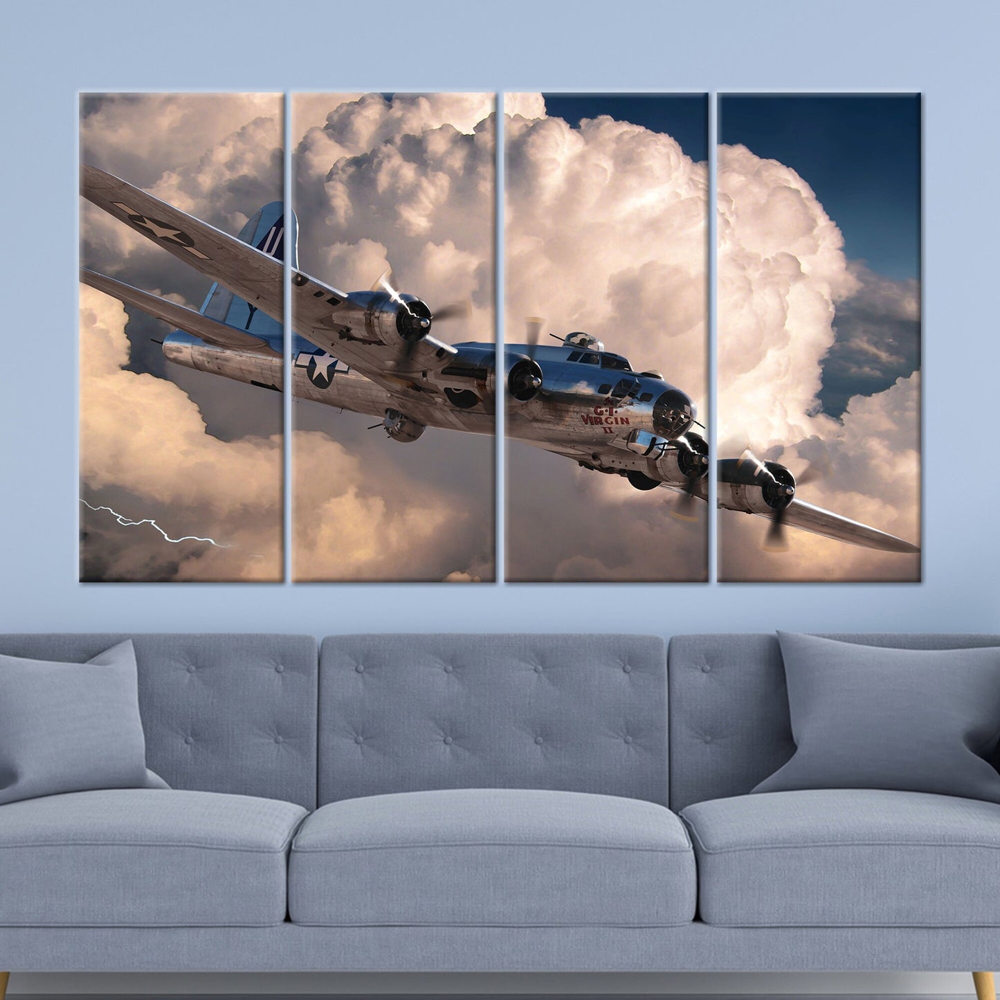 Aviation Military Aircraft Airplane Office Canvas Print