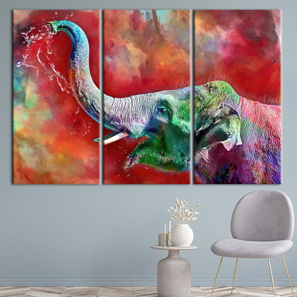 Colorful Elephant Abstract Canvas Print