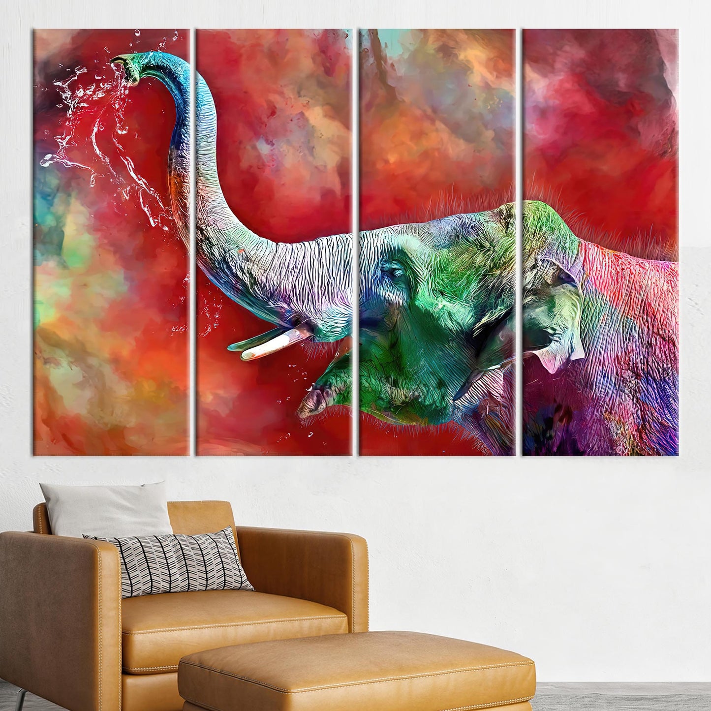 Colorful Elephant Abstract Canvas Print