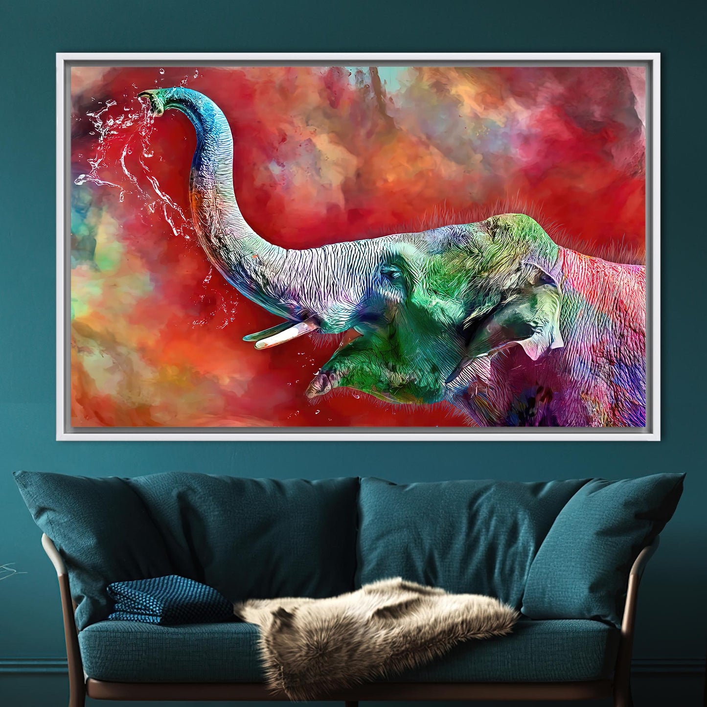 Colorful Elephant Abstract Canvas Print