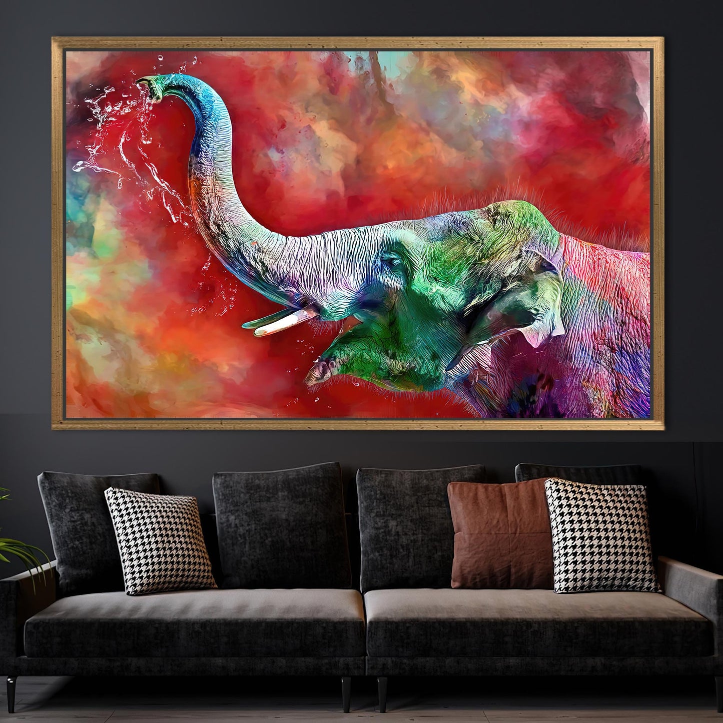 Colorful Elephant Abstract Canvas Print