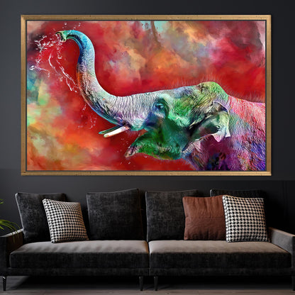 Colorful Elephant Abstract Canvas Print