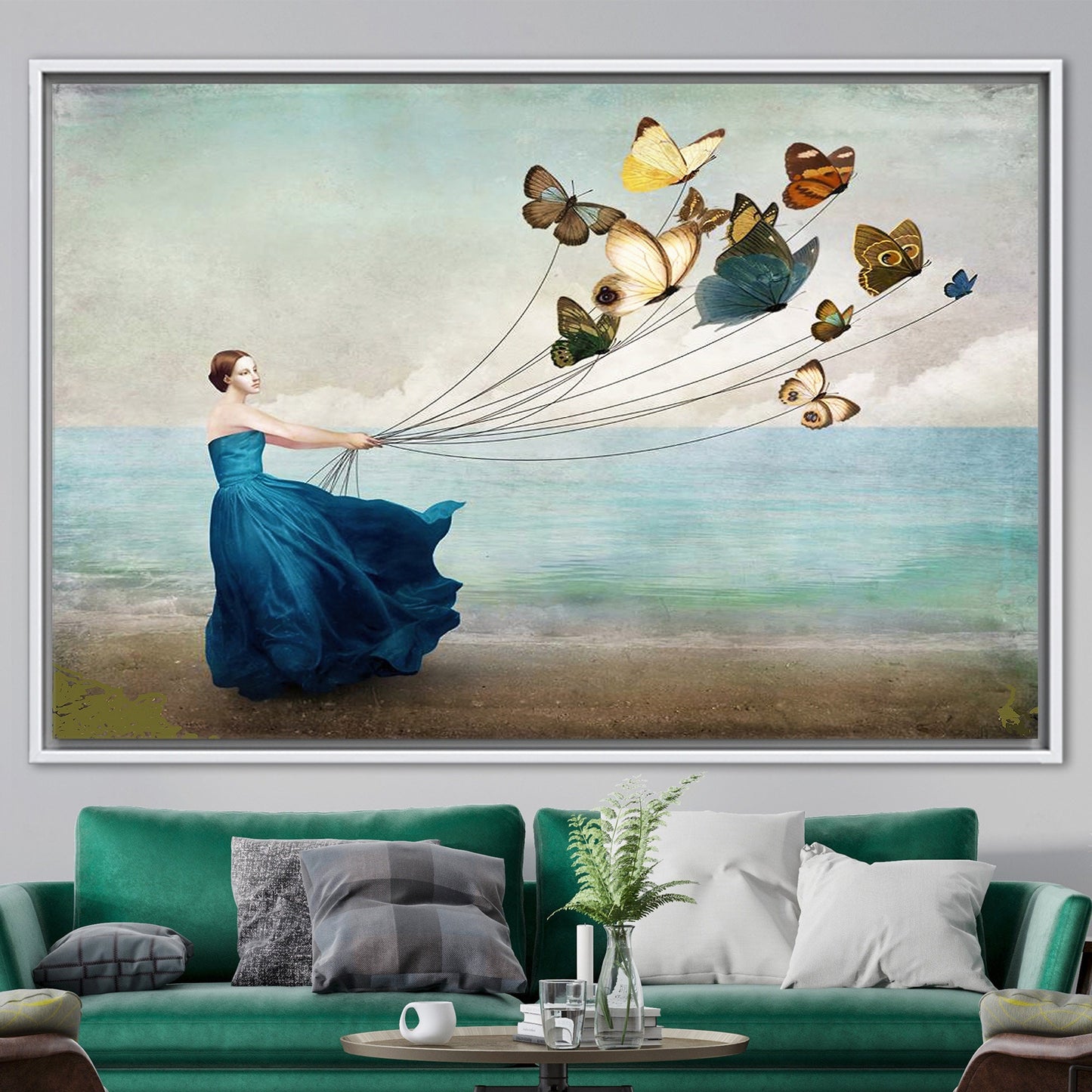Abstract Woman with Butterflies Canvas Print - Butterfly Lover Gift, Woman Wall Art